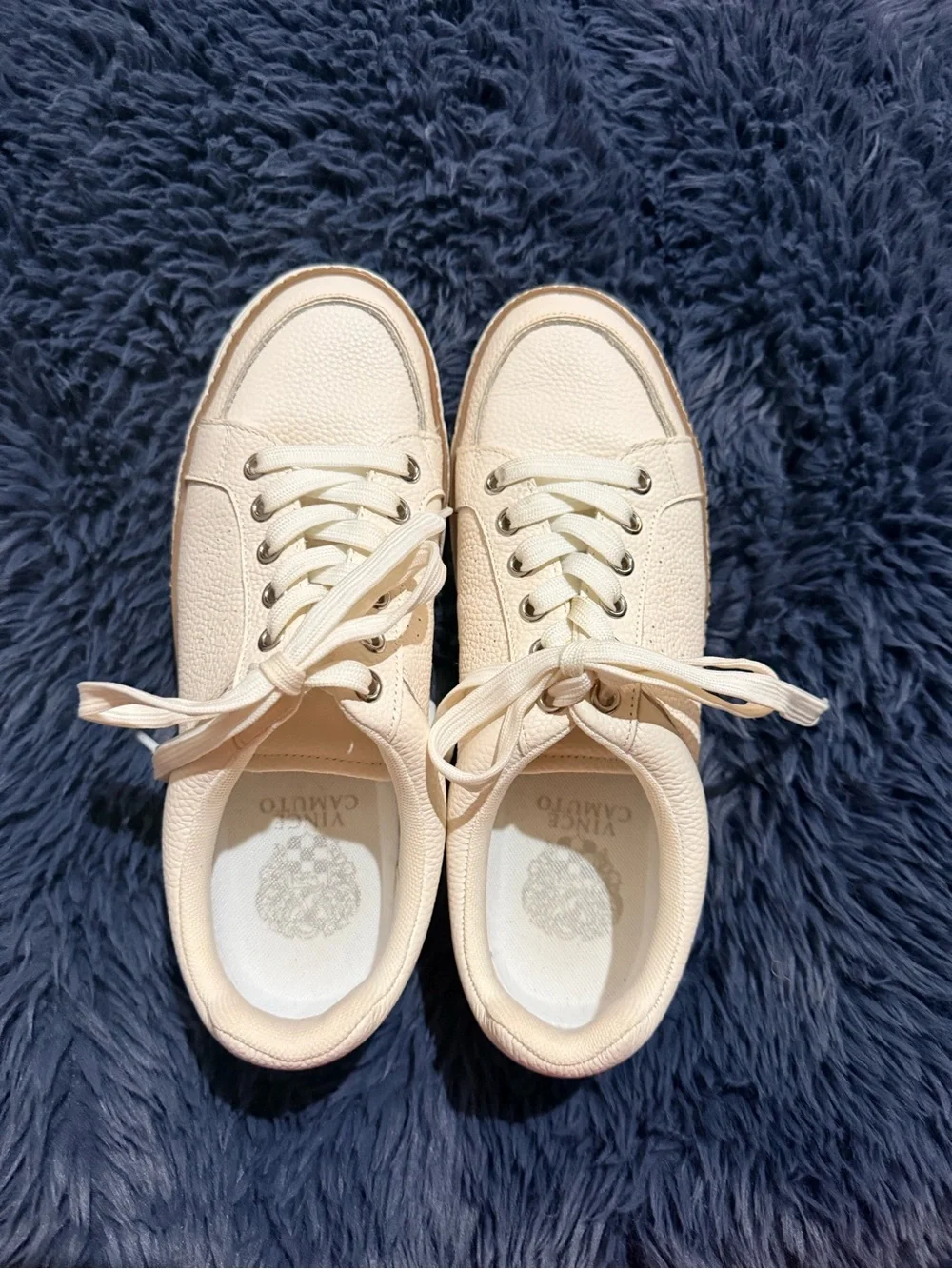 Vince Camuto Rezelli Women's Soft Ivory Leather Lace-Up Sneakers